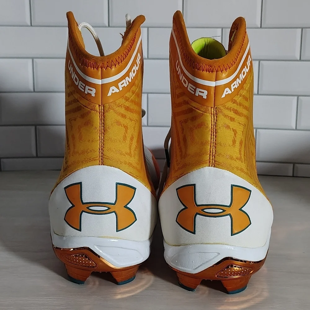 Under Armour Bold Orange and White Sports Cleats Size 13